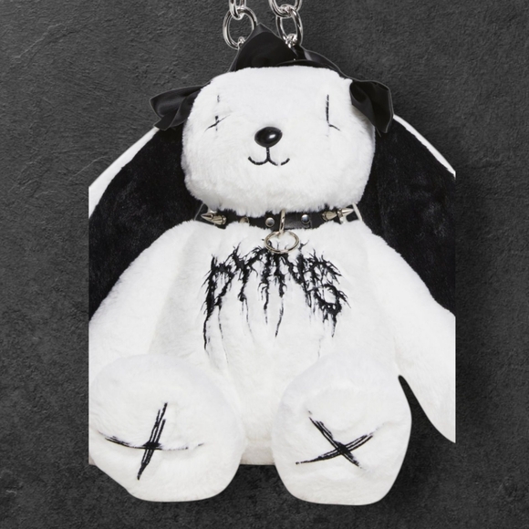 Dolls Kill Handbags - Dolls Kill Black and White Bunny Plush Crossbody Bag